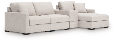 Seccional de 4 piezas Omaha by Ashley con chaise longue y consola de almacenamiento