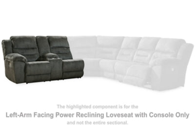 Loveseat reclinable eléctrico Nettington con brazo izquierdo y consola