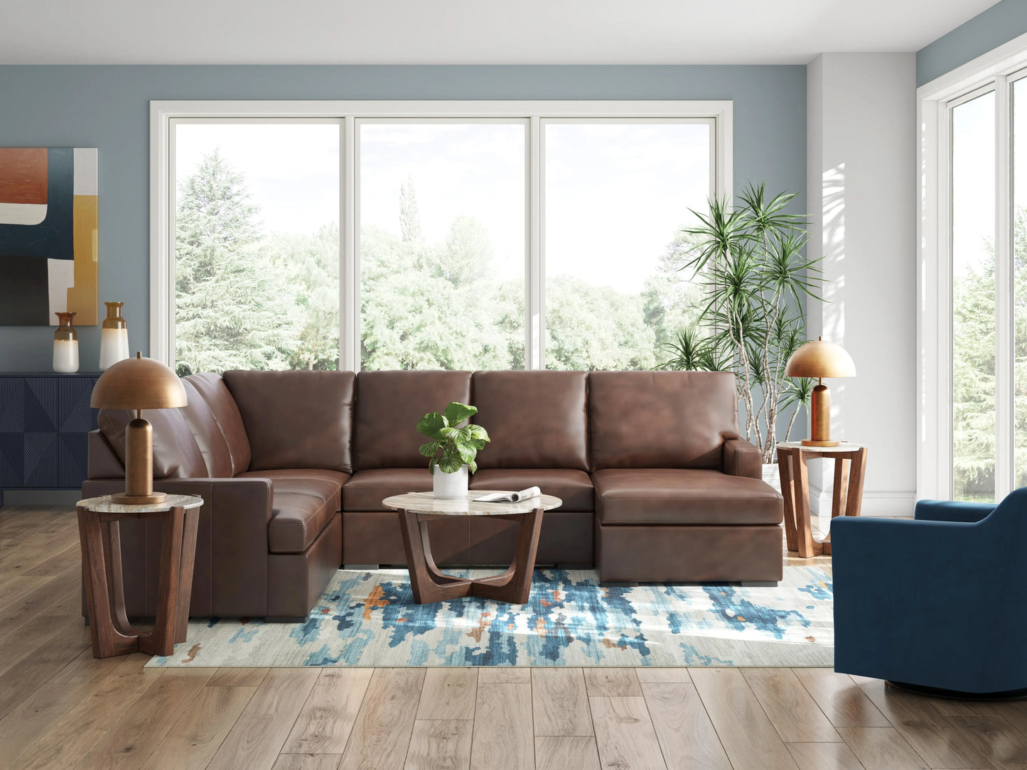 Seccional moderno de 3 piezas con chaise longue