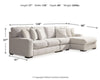 Seccional Larce de 3 piezas con chaise longue