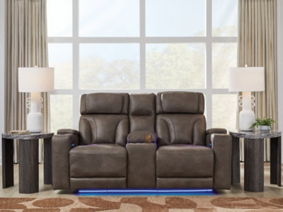 Warrior Peak Power Reclining Loveseat with Console