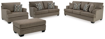 Sofá, loveseat, sillón extragrande y otomana Stonemeade