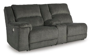 Loveseat reclinable eléctrico con brazo izquierdo y consola Keensburg