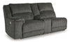 Loveseat reclinable eléctrico con brazo izquierdo y consola Keensburg