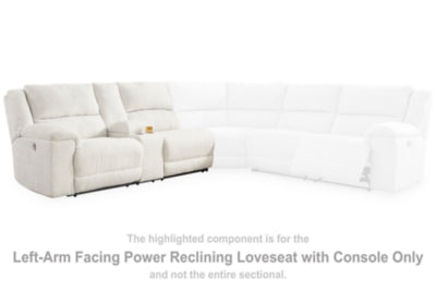 Loveseat reclinable eléctrico con brazo izquierdo y consola Keensburg