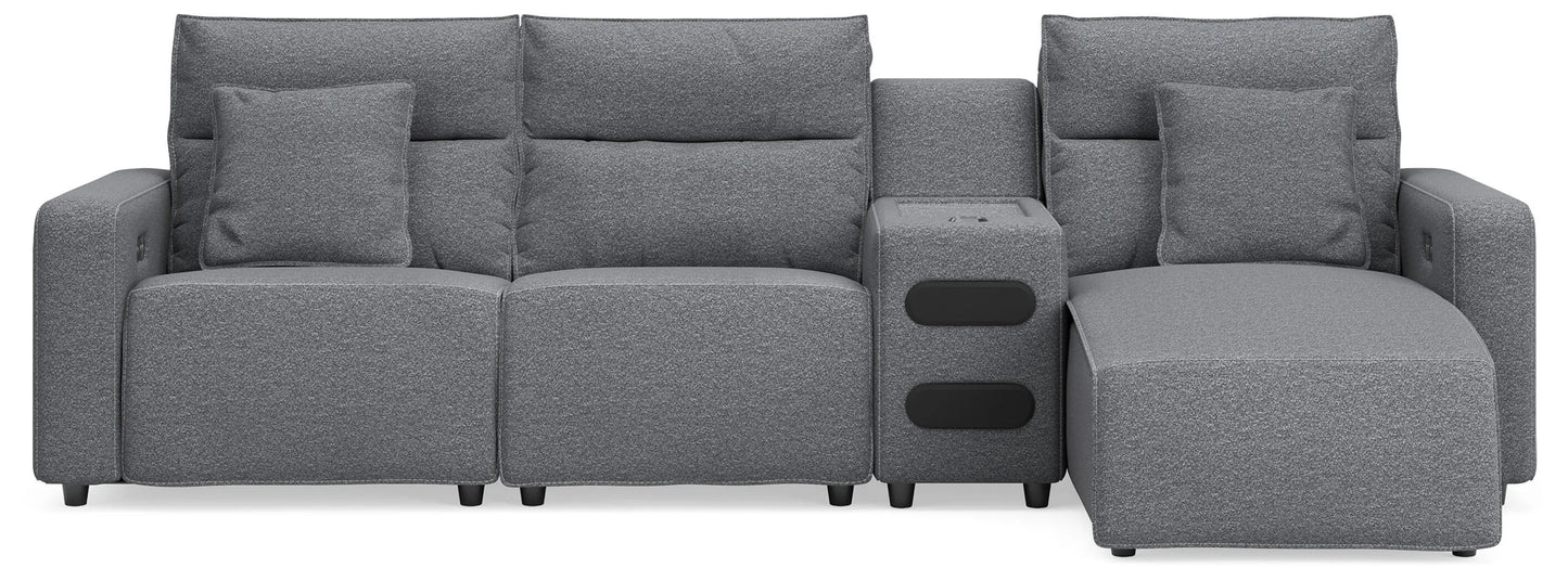 Seccional reclinable ModMax II de 4 piezas con chaise longue y consola de audio