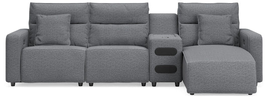 Seccional reclinable ModMax II de 4 piezas con chaise longue y consola de audio