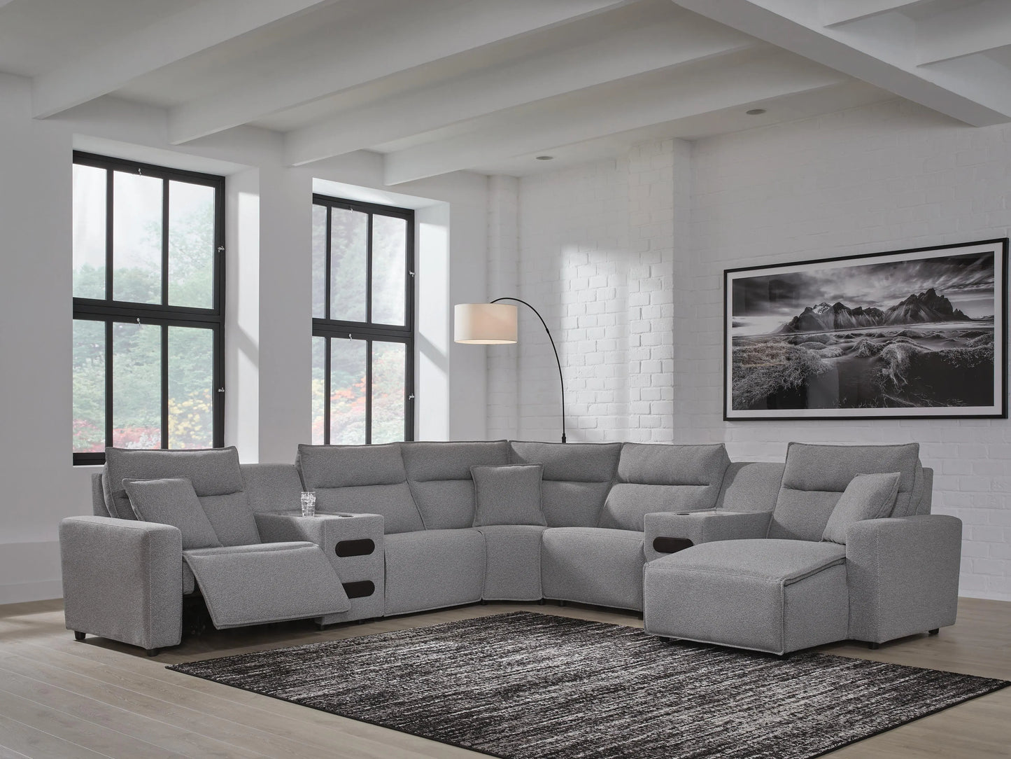 Seccional reclinable eléctrico ModMax II de 7 piezas con chaise longue