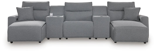 Seccional reclinable ModMax II de 5 piezas con chaise longue doble y consolas