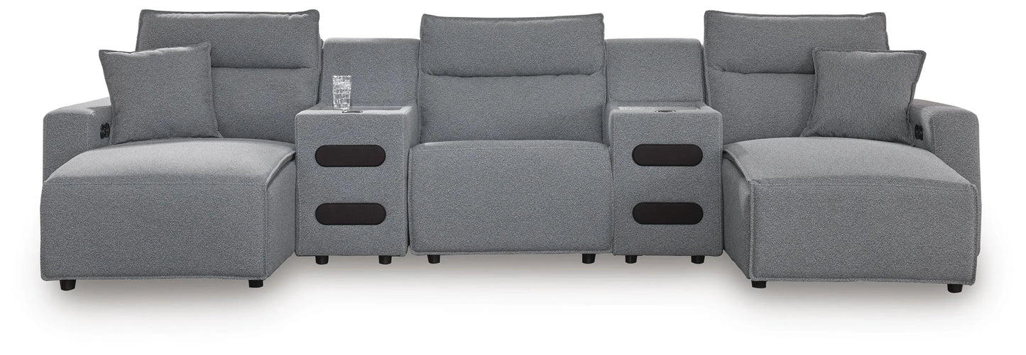 Seccional reclinable ModMax II de 5 piezas con chaise longue doble y consolas de audio
