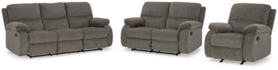 Sofá reclinable, loveseat y sillón reclinable Scranto