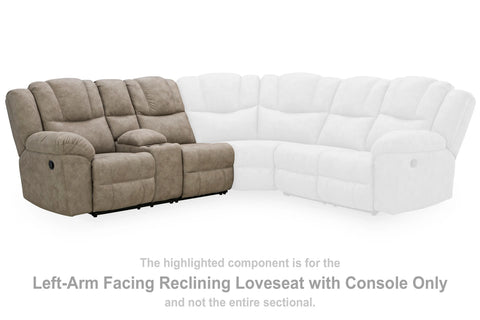 Ravenswaye Left-Arm Facing Reclining Loveseat with Console