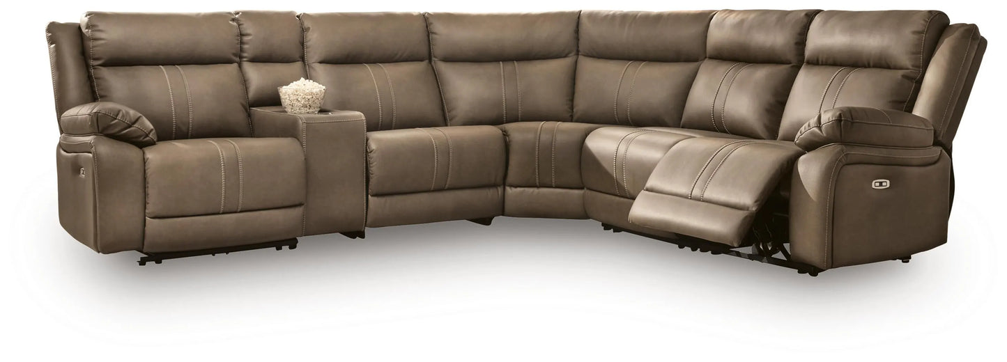Max-Media 6-Piece Power Reclining Sectional with Audio Console