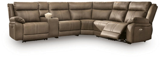 Max-Media 6-Piece Power Reclining Sectional with Audio Console