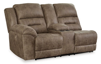 Loveseat reclinable eléctrico Ravenel con brazo izquierdo y consola