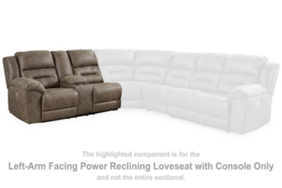 Loveseat reclinable eléctrico Ravenel con brazo izquierdo y consola
