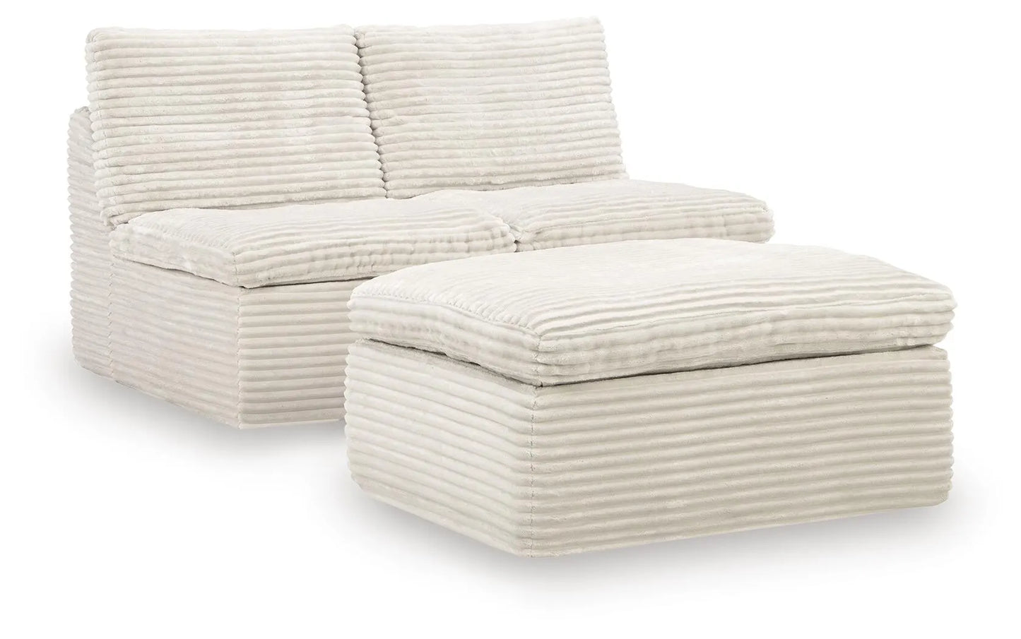 Canefield Armless Chair with Ottoman