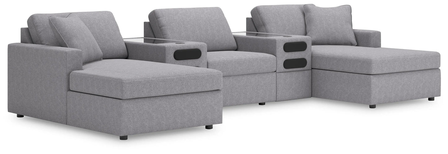 Seccional Modmax de 5 piezas con chaise longue y consola de audio