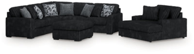 Seccional de 3 piezas Midnight-Madness, chaise longue y otomana decorativa extragrande
