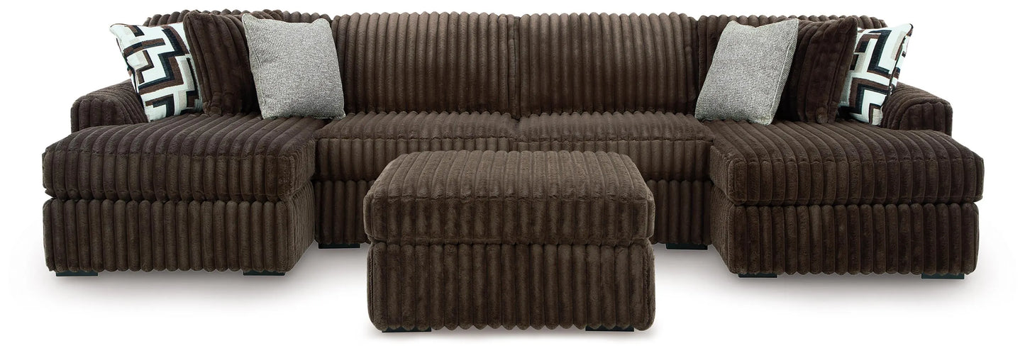 Midnight-Madness 3-Piece Double Chaise Sectional and Ottoman