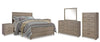 Cama Queen Culverbach con tocador, espejo, cómoda y dos mesitas de noche