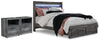 Cama Queen con almacenamiento y dos mesitas de noche Baystorm