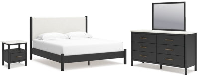 Cadmori King Panel Bed, Dresser, Mirror and Nightstand