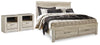 Cama Bellaby King con espacio de almacenamiento y dos mesitas de noche