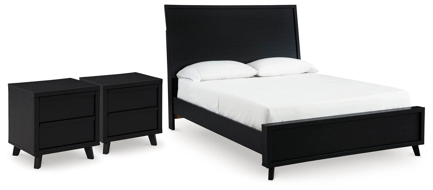 Danziar Queen Panel Platform Bed and 2 Nightstands