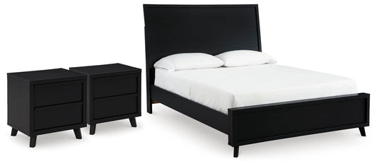 Danziar Queen Panel Platform Bed and 2 Nightstands