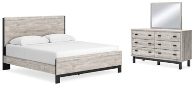 Cama Vessalli King con paneles, tocador y espejo