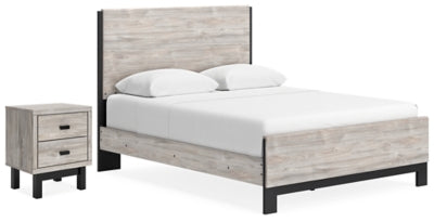 Cama Queen Vessalli con paneles y mesita de noche
