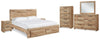 Hyanna Queen Panel Storage Bed, Dresser, Mirror, Chest and 2 Nightstands