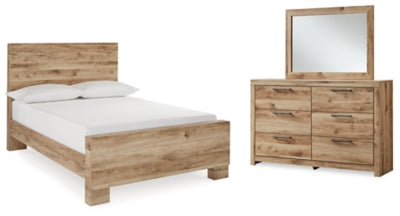 Cama Hyanna con paneles completos, tocador y espejo