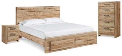 Cama con almacenaje, cómoda y mesita de noche tamaño queen Hyanna