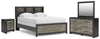 Jonnifer Queen Bookcase Panel Bed, Dresser, Mirror and Nightstand