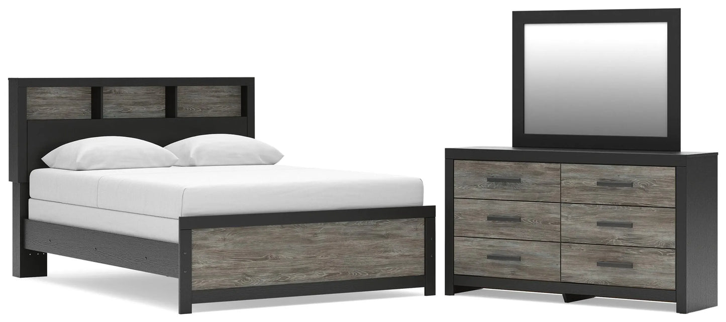 Jonnifer Queen Bookcase Bed, Dresser and Mirror