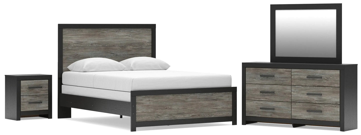 Jonnifer Queen Panel Bed, Dresser, Mirror and Nightstand
