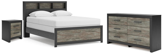 Jonnifer Queen Bookcase Panel Bed, Dresser and Nightstand