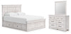 Fenderport Queen Panel Bed with Storage, Dresser and Mirror