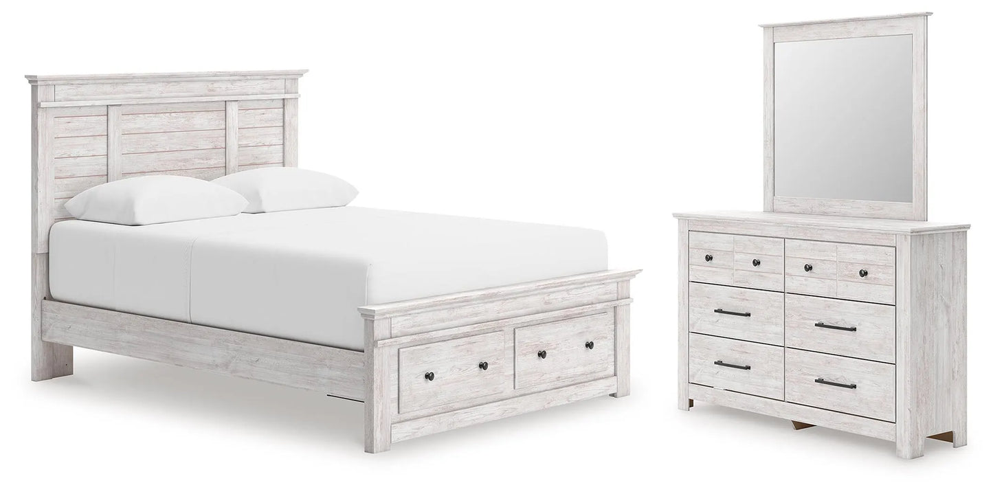 Fenderport Queen Panel Storage Bed, Dresser and Mirror