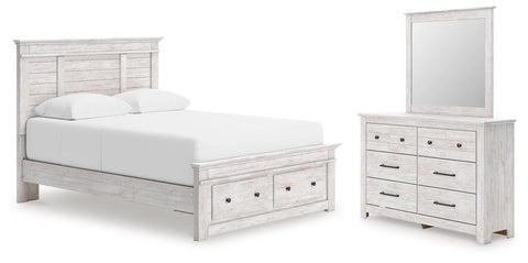 Fenderport Queen Panel Storage Bed, Dresser and Mirror