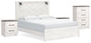 Cama King con paneles Gerridan, cómoda y dos mesitas de noche