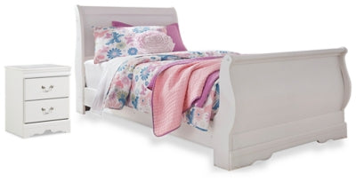 Cama trineo individual Anarasia con mesita de noche