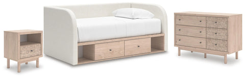 Shapella Twin Day Bed with Storage, Dresser and Nightstand