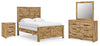 Branstony Queen Crossbuck Panel Bed, Dresser, Mirror and Nightstand