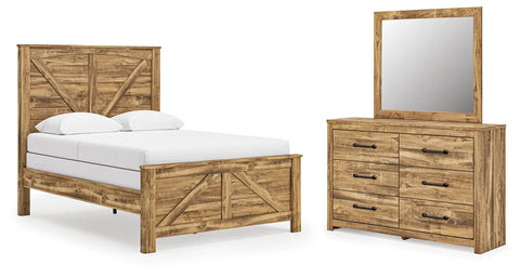 Branstony Queen Crossbuck Panel Bed, Dresser and Mirror