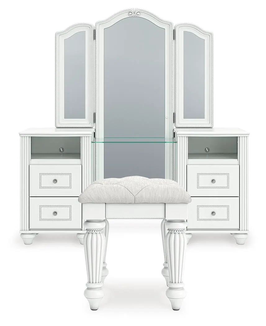 Maylilly Vanity, Mirror and Stool