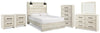 Cama Queen Cambeck con paneles, tocador, espejo, cómoda y dos mesitas de noche