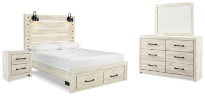 Cambeck Queen Panel Storage Bed, Dresser, Mirror and Nightstand